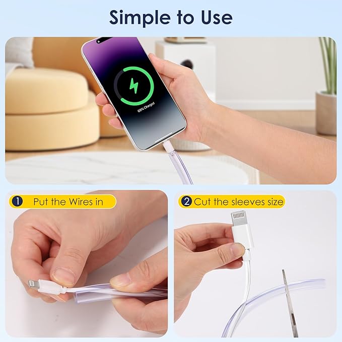 Dog and Cat Cord Protector from Pets No-Chew Solution, Pet Wire Flexible Cable Sleeve 10ft/2mm Thick, 1/2in Diameter Wire Protector Tubing for Cord, Cable Cover for USB Charger,Odorless,1Pack