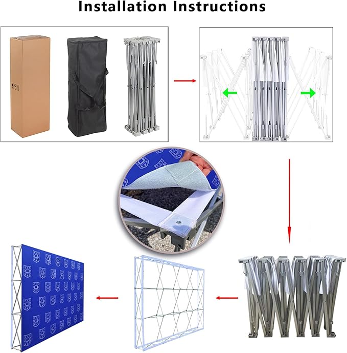 Portable Collapsible Pop Up Trade Show Display Backdrop Stand, A Folding Tension Fabric Holder For Tradeshow Booth Exhibition Wedding Conference Party Event 7.5x10FT(Frame Only)