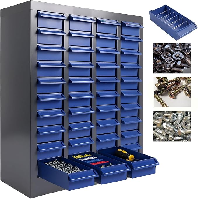 Nut and Bolt Storage Cabinet with ABS Drawer,Steel Small Parts Storage Organizer,25" H X 9" D X21 W Screw Organization for Garage Hardware,Nails,Fastener,Bolts,Nuts,and More (40 ABS Drawers)