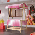 Movable Stall Display Stand, Foldable Vending Stand Kiosk Display Trolley with Canopy, Portable Food Cart, for Selling Snacks/Sweets/Toys, Multiple Colors(Pink A,140 * 190cm)