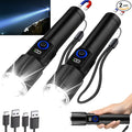 Magnetic Flashlights High Lumens Rechargeable 2 Packs, 990,000L High Lumens Super Bright LED Tactical Handheld Flash Light with 5 Modes, USB C, Zoomable Beam, Digital Power Display, IP76 Waterproof
