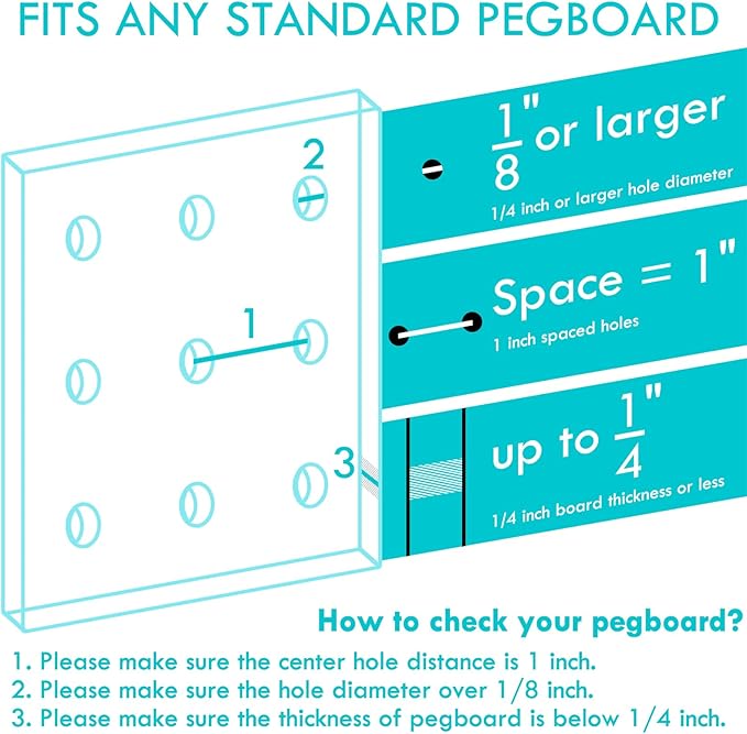 LIGHT DUST 3-Pack Pegboard Baskets with Hooks, Wall Organizer Hooks Assortment, Workbench Storage System for Hardware, Attachments, Accessories