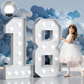 Marquee Numbers 4 Feet Tall Big Light Up Numbers Happy 18th Birthday Decorations Girl Boy White Anniversary Party Decor Large Cardboard Prop Backdrop Sign 18