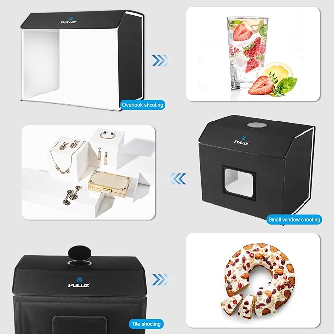 PULUZ Light Box Photography 24x16in, Portable Photo Studio Light Box with 336+336 LED Lights ＆4 Color backdrops Professional Photography Lighting Tent Kit for Big Product Photography Lightbox
