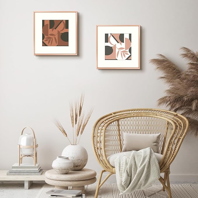 Frametory, 12x12 Metal Picture Frame with Mat for 8x8 Picture & Real Glass, Aluminum Photo Frame Collection (Rose Gold, 2 Pack)