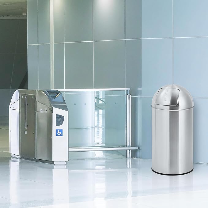 18.5 Gallon (70 L) Heavy Duty Stainless Steel Trash Can with Push Lid, Removable Inner Bucket, Durable Outdoor Garbage Bin for Commercial Use