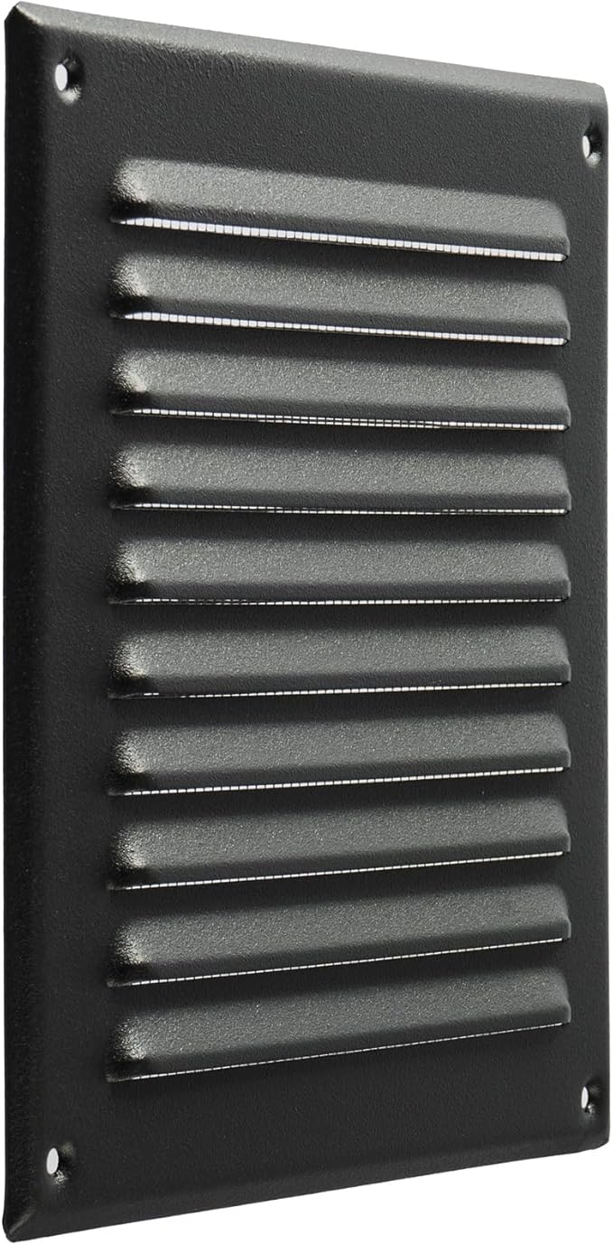 Vent Systems 6 x 6 Inch (Inner) Pack of 10 Black Vent Cover - Square Metal HVAC Return Air Grille with Mesh Screen - Register Wall Vent Grill - Outdoor, Indoor, Crawlspace - Exhaust Ventilation Grill