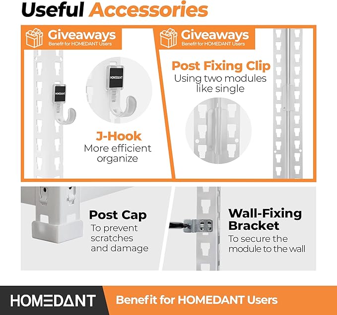 HOMEDANT 5 Tier Storage Shelves Adjustable Laminated Boltless Garage Metal Shelving Unit Heavy Duty Utility Rack Shelf Warehouse Pantry Closet Kitchen (10, (M) 35.9" W, White)