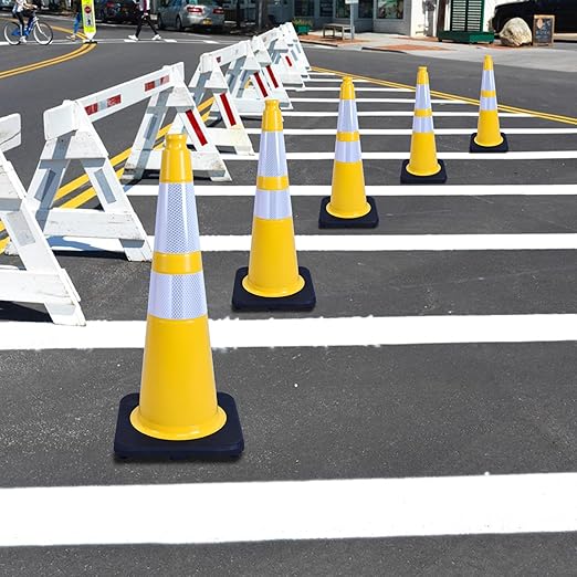 360 Pack 28" Yellow Traffic Cones with Black Base – Heavy Duty Bulk Cones for Construction Sites, Commercial Areas, and Event Safety (360, Yellow, 28 Inch)