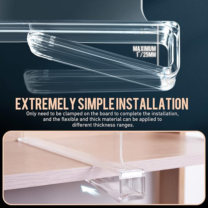 6 Pack Acrylic Shelf Dividers for Closet Organization, Clear Shelf Divider Fits Shelves of 0.4-1 Inch,Purse Organizer for Closet, Shelf Organizer, Closet Organizers and Storage