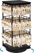 360 Rotating Earring Display Stands for Selling, Earring Rack Display Holder Stand, Jewelry Display for Vendors Selling Earring Cards, Necklaces, Bracelets, Hair Accessories (48 Hooks)
