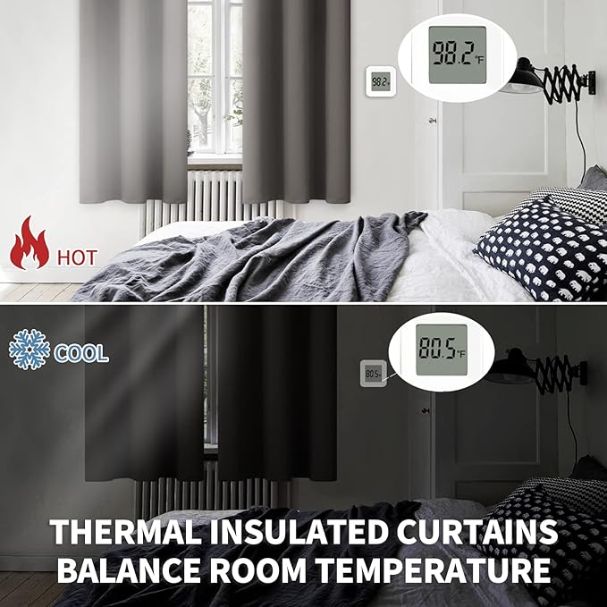 BGment Blackout Curtains for Bedroom - Grommet Thermal Insulated Room Darkening Curtains for Living Room, Set of 2 Panels, Each 55 x 96 Inch, Grey