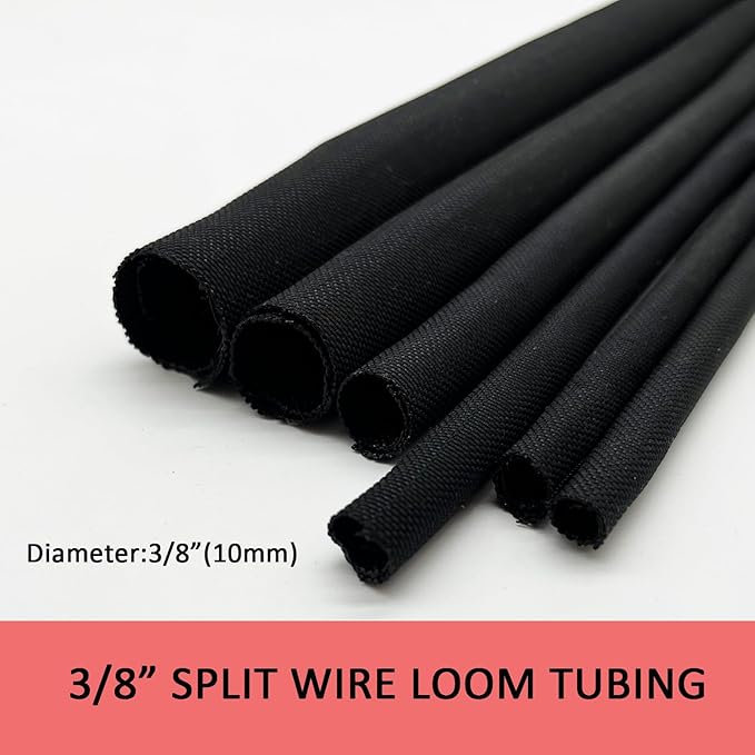Braided Split Wire Loom Black Wire Cover Protective Harness Tubing Cable Management Self Wrap Cord Sleeve Mesh Woven 3/8"-35ft