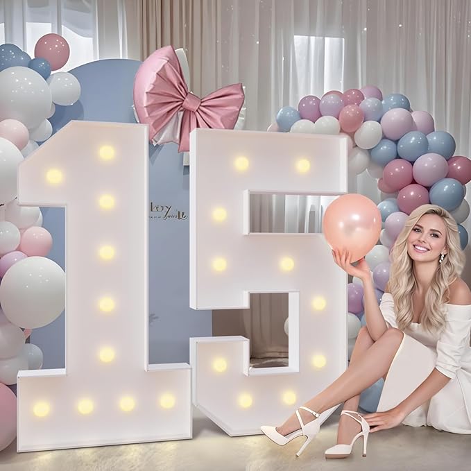 imprsv 4FT Marquee Numbers 30,DIY Light Up Numbers for 30th Birthday Decorations, Party Decorations,Anniversary Party Decor,Mosaic Number for Balloons Number 30,Pre-Cut Foam Board Kit