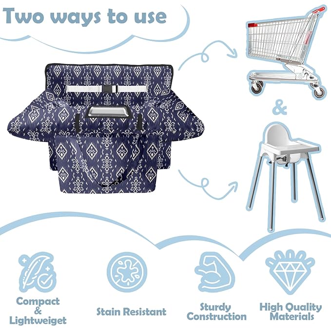 Shopping Cart Cover for Baby Girl Boy 2-in-1 High Chair Water Resistant High Chair Cover w/Phone Pouch Pocket Gender Neutral Cart Cover for Zebra Texture Babies Padded Grocery Cart Cover for Baby
