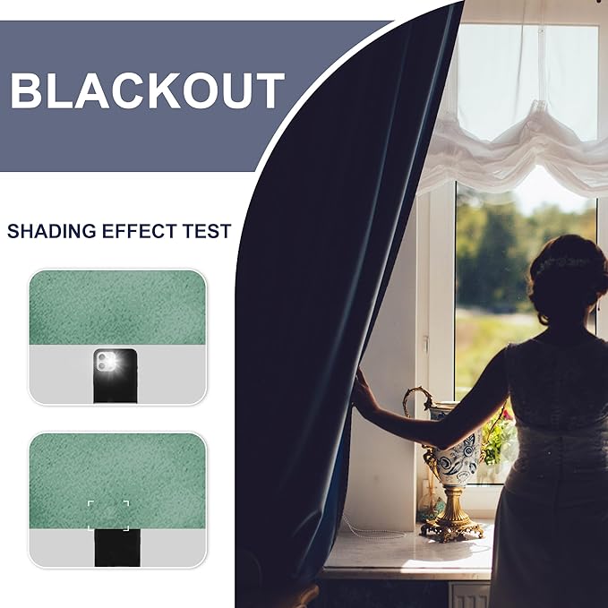 JIUZHEN Blackout Curtains for Bedroom - 60 Inch Extra Wide Thermal Insulated Room Darkening Privacy Soundproof Curtains for Living Room/Dorm Room, Set of 2 Panels, 60 x 72 inches,Sage Green