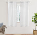 XTMYI White Sheer Curtains 63 Inch Length for Living Room 2 Panels Natural Linen Voile Rod Pocket Back Tab Short Sill Length Bay Window Curtain Set for Dark Bedroom,50x63 Inches Long,Pure White