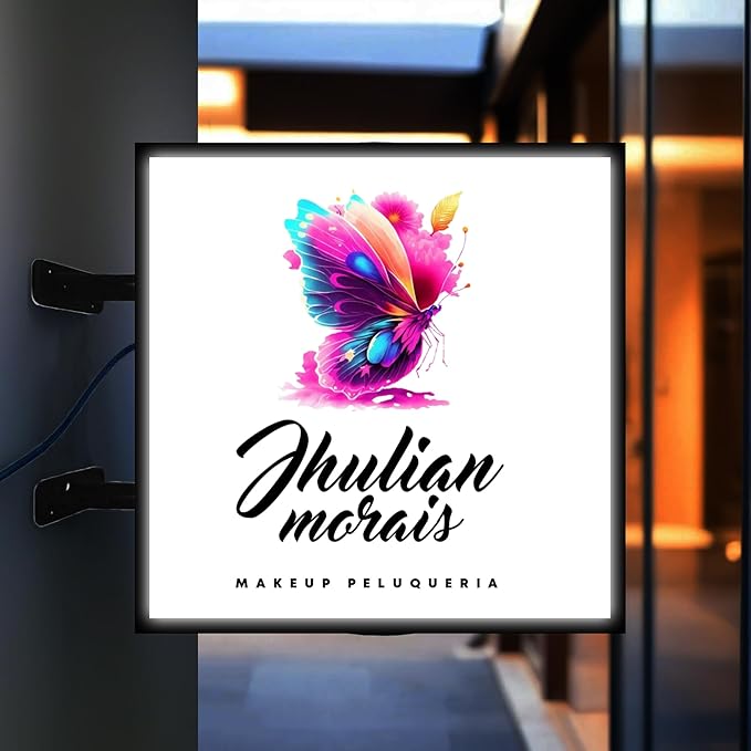 Custom Advertising Logo Lightbox Sign - Double Sided Outdoor LED Logo Shop Signs for Business Retail Advertising,Salon, Cafés, Bars & Restaurants (Square)