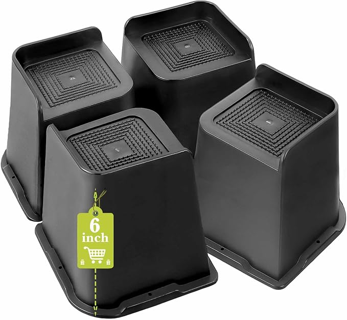 Bed Risers 2 inch, 3 inch, 4 inch, 6 inch, 8 inch Heavy Duty, Oversized Furniture Riser for Couch Sofa Table Chair Leg Frame Dorm, Support up to 6000 Lbs (Black 4 Pack, 6 inch-1)