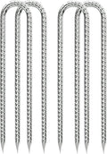 Rebar-Stakes-12-Inch, Ground Stakes Heavy Duty U-Hook Galvanized Anti-Rust Ground Anchors for Camping Tent Trampoline Accessories Dog Fence Chicken Coop Deer Fence 4pcs