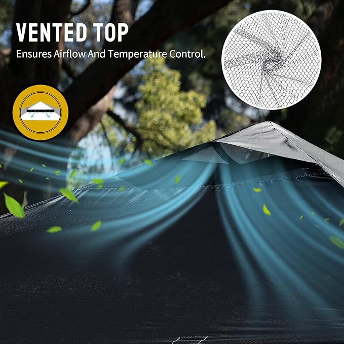CROWN SHADES 12x12 Pop Up Canopy Outside Canopy, Patented One Push Tent Canopy with Wheeled Carry Bag, Bonus 8 Stakes and 4 Ropes, Black