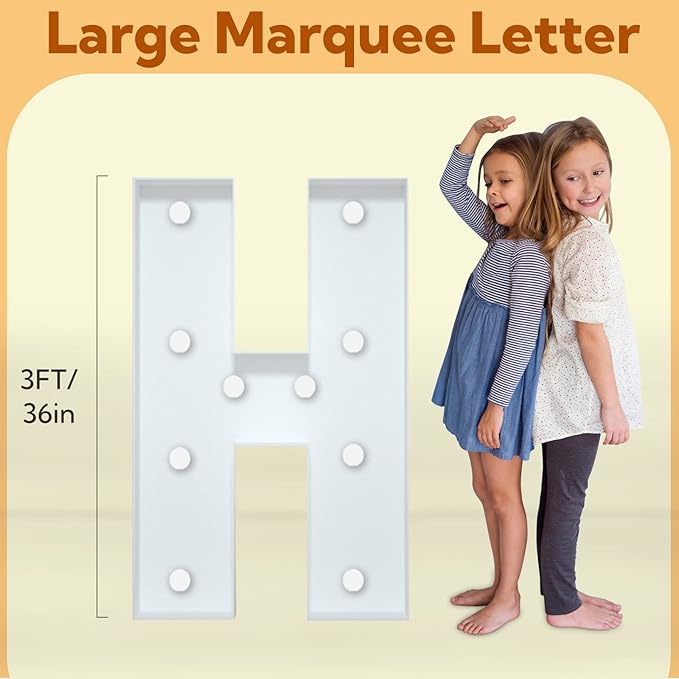 imprsv 3FT Marquee Letters, Mosaic Light Up Letters for Birthday Baby Shower Wedding Engagement Party Backdrop Decor, Large Marquee H for Party Decorations