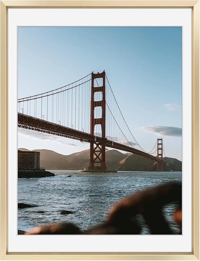 Frametory, 12x16 Metal Picture Frame with Mat for 11x14 Picture & Real Glass, Aluminum Photo Frame Collection (Gold, 1 Pack)