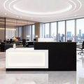 Reception Desk with Counter LED Light and Lockable Drawers and Storage Tall Modern Front Desk Reception Counter for Checkout Lobby Beauty Salon E Left 71inch/180cm
