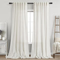 Nanspring Extra Long 112 Inch Long Beige White Linen Curtains Back Tab Neutral Farmhouse Light Filtering Semi Transparent Large Windows Ceiling to Floor for Living Room 2 Pack