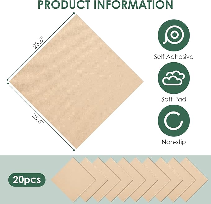 Carpet Tile 20 Pack 24” X 24” Self Adhesive Carpet Floor Tiles Anti-Slip Squares Peel and Stick Floor Tilel DIY Installation for Bedroom(Beige Camel)
