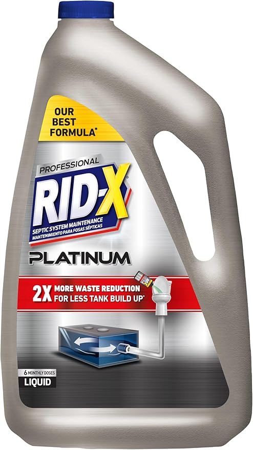 RID-X Septic Tank Treatment Platinum Liquid 6 Month Supply – Our Best Formula with x2 More Waste Reduction
