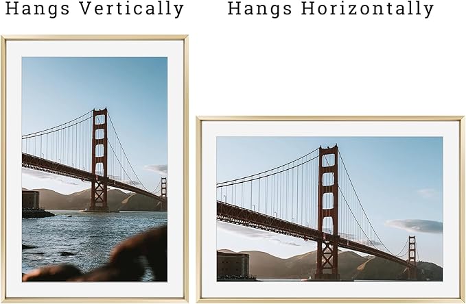 Frametory, 13x19 Metal Picture Frame with Mat for 11x17 Picture & Real Glass, Aluminum Photo Frame Collection (Gold, 1 Pack)