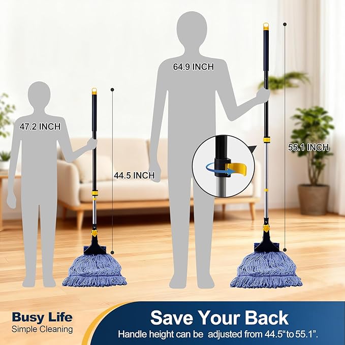 Yocada Looped-End String Wet Mop Head Refill Replacement Heavy Duty Cotton Commercial Industrial Grade Floor Cleaning