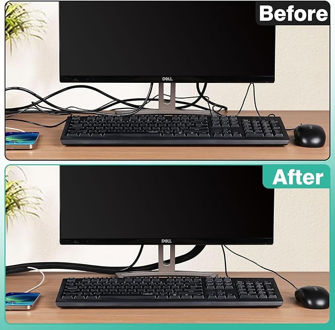Dog and Cat Cord Protector 10ft - 3/8inch, Flexible Cable Sleeve for Easy Cord Management, Protects Cables from Pets Chewing, Ideal for USB, Power, Audio and Video Cords - Black