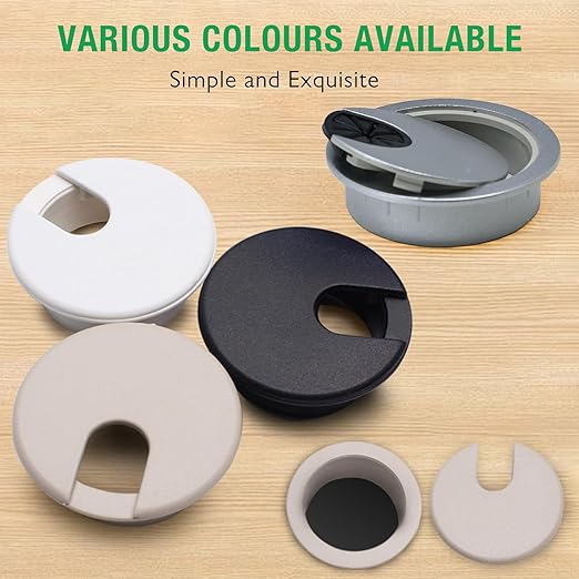 10 Pcs Desk Grommet 2" / 50 mm, Desk Cord Hole Cover, Cable Grommet ABS Plastic, Desk Hole Grommet for Home & Office Pc, Detachable Cable Cord Organizer-White