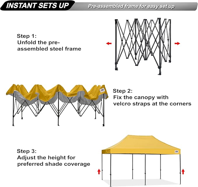 ABCCANOPY Patio Pop Up Canopy Tent 10x20 Commercial-Series(Gold)