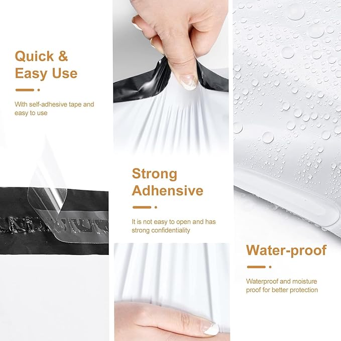 Metronic Poly Mailers 14.5x19 Inch 400pcs Shipping Bags for Clothes,Self Adhesive Shipping Envelopes for Small Business,Waterproof Mailers Poly Bags for Shipping,Packaging Mailing Bags White