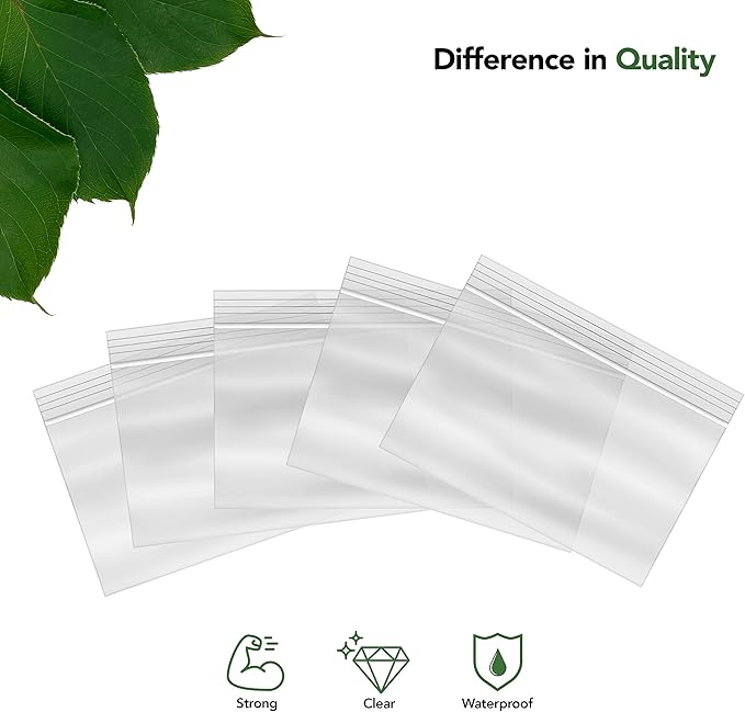 Zip Bags – 7x5 Inches (1000 Count), 2 Mil – Clear Plastic Reclosable LDPE Poly Sandwich Baggies with Resealable Lock Seal Zipper – For Snacks, Cookies, Candies, Treats, Pastries, Party