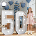 Marquee Numbers 3 Feet Tall Big Light Up Numbers 50th Birthday Decorations Women Men White Anniversary Party Decor Large Cardboard Prop Backdrop Sign 50