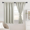 JIUZHEN Blackout Curtains for Bedroom - Thermal Insulated Room Darkening Noise Reducing, 42 x 45 Inch Length Curtains for Living Room, Set of 2 Panels with Tiebacks,Ivory