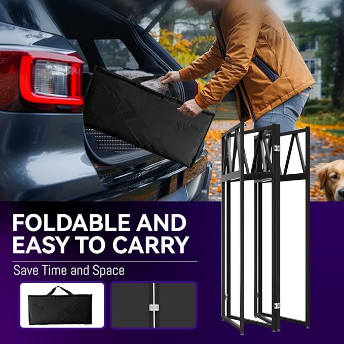 Portable DJ Booth Table,Foldable DJ Table Stand with White & Black Scrim,Adjustable D J Facade Station Metal Frame with Cable Hole for Private Events, Clubs, Bars (Upgrade)