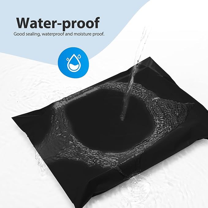 Fuxury 1500 Pcs 12x15.5" Poly Mailers,Waterproof Mailing Envelopes for Clothing, Strong Adhesive Poly Shipping Postage Bags for Small Business(Black)