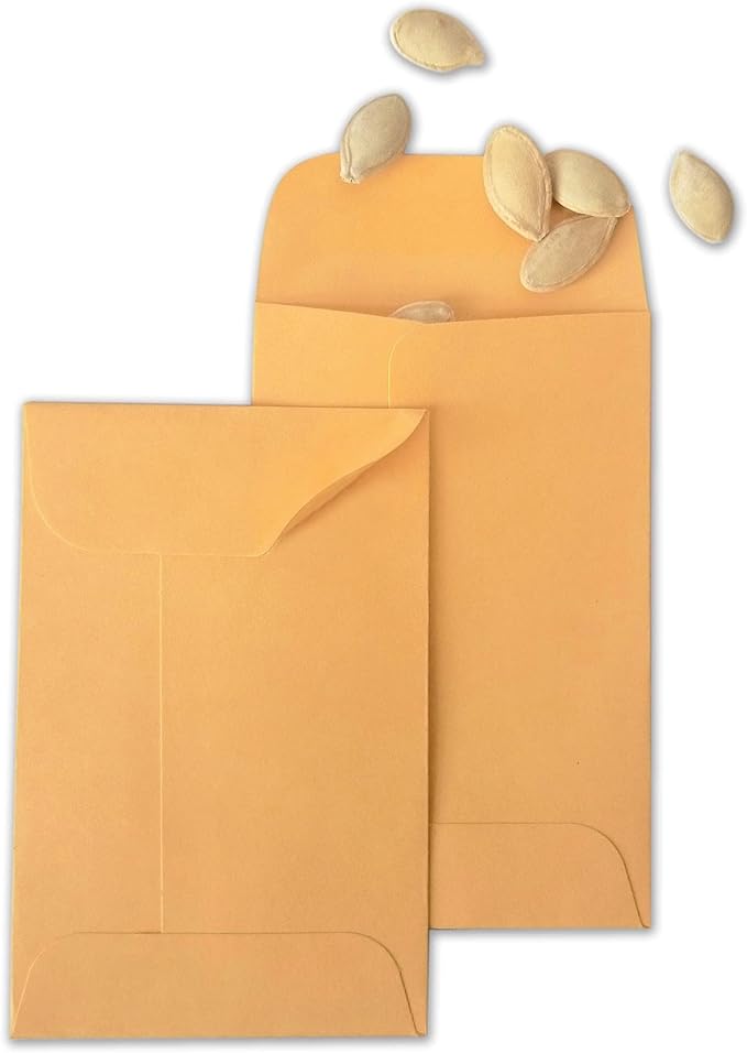 200PCS #5 Coin Envelopes 3.125x5.5 inches Brown Kraft Envelopes Classic Small Parts Gummed Flap for Coins, Cash, Credit Cards, Seeds