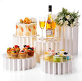 Capoda 5 Pieces Large Buffet Risers - 12" Foldable Food Display Risers, Multi-Height Cardboard Cylinder Stands with Acrylic Plates for Party Table Dessert Cupcake Catering Supplies(White)