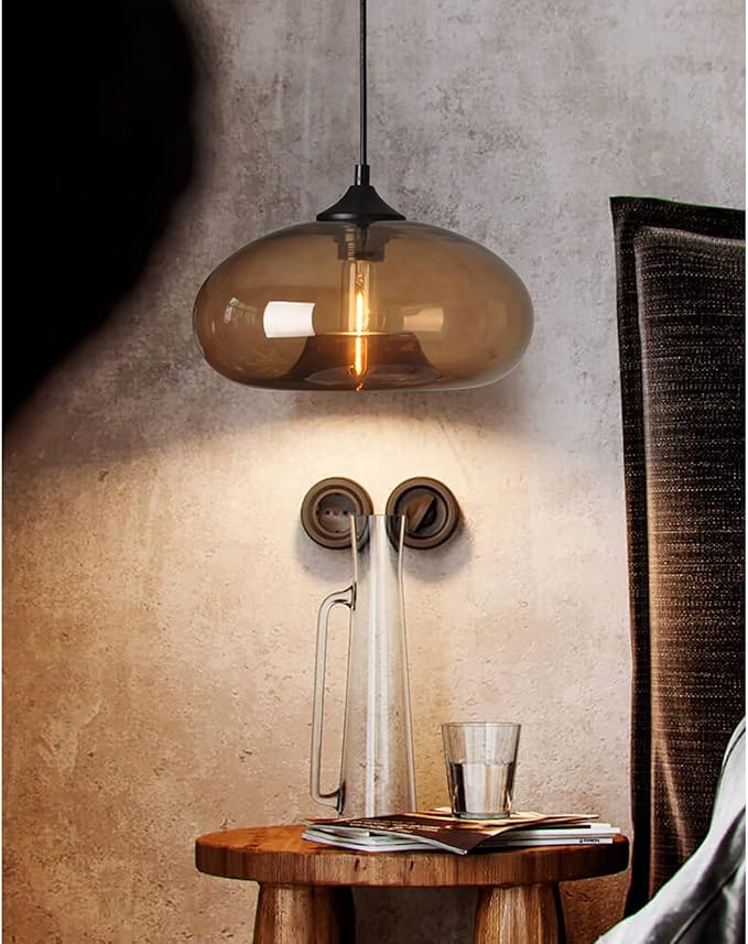 Industrial Pendant Light Shade of Onion Vintage Chandelier E26 Pendant Lighting for Kitchen Island Colorful Glass Cage (Brown)