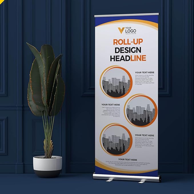 33x81 Custom Retractable Banner Stand Signs READY IN 1 DAY Pull up Roll up Portable & Personalized Display with travel case for Business and Trade Shows Advertising and Promotion