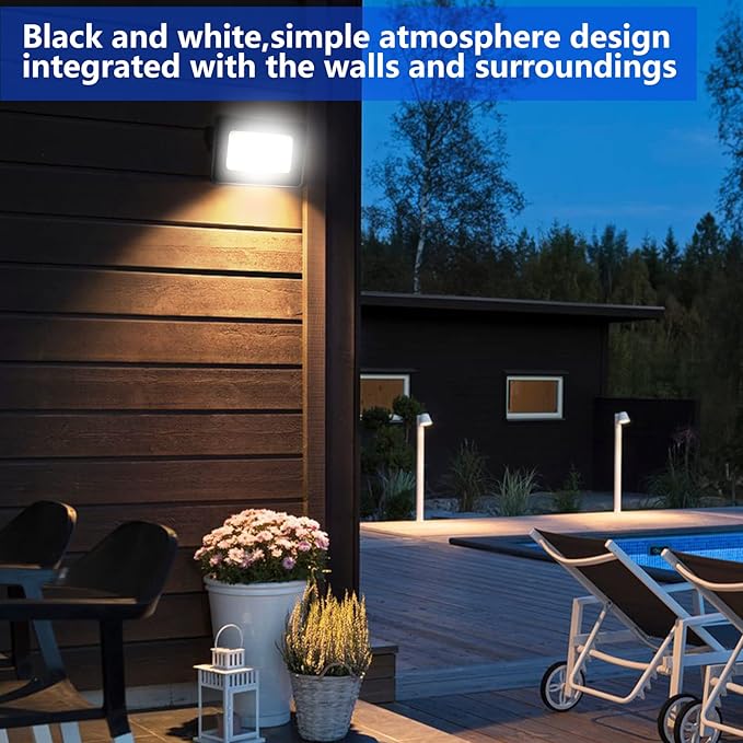 UFOND 5000 Lumens LED Flood Light with Plug,50W Waterproof Outdoor Floodlight,Adjustable Lighting Angle Security Lights,Wall Light for Garage Yard Garden Porch(2 Pack)