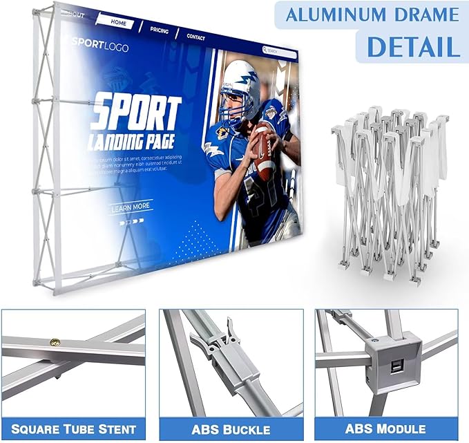 Custom Pop Up Display Trade Show Backdrop with Stand 7.5 x 15 FT Large Tension Fabric Backdrop Display Portable Tradeshow Booth Display Banner for Business,Campuses, Weddings, Corporate