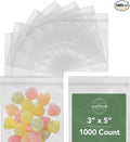 3 x 5 Inch Resealable Plastic Bags 1000 Pack — Clear Reclosable Zipper Seal Bags for Jewelry, Beads, Small Parts, Crafts, Party Favors