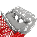 Love&go Soft Pillow Attached 2-in-1 Shopping Cart and High Chair Cover for Baby, Cotton Padded Cart Cover, Fold'n Roll Style, Portable with Carry Bag (Gray Elephant)